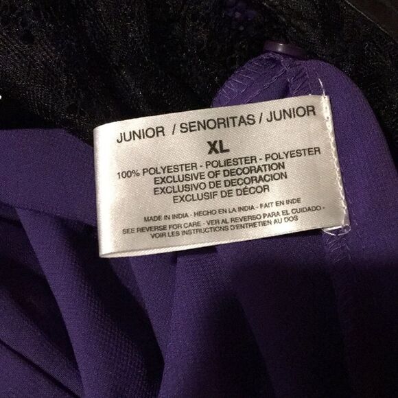 NWT Glol XL purple black lace button shirt long sleeved 100% polyester - Picture 7 of 7